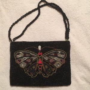 Lovely Beaded Butterfly Purse Bag